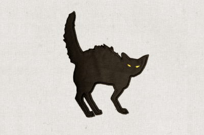 Scared Black Cat | Applique Embroidery