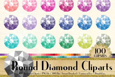 100 Round Diamond Clip Arts, Jewelry Clip Arts