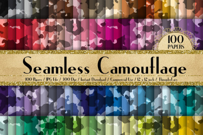 100 Seamless Army Camouflage Digital Papers 12 x 12 in