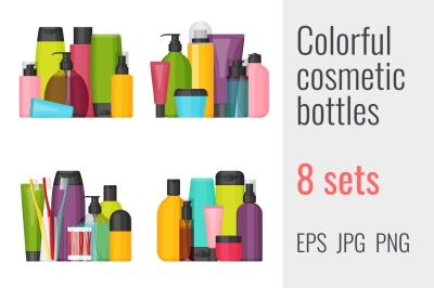 8 colorful cosmetic bottles sets