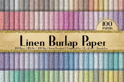 100 Linen Burlap Texture Digital Papers 12 x 12 inch