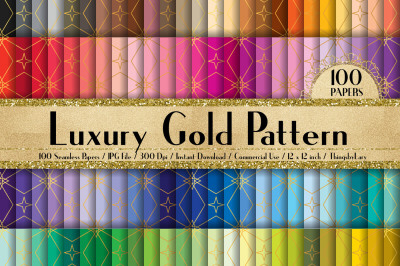 100 Seamless Luxury Gold Pattern Digital Papers 12 x 12 inch