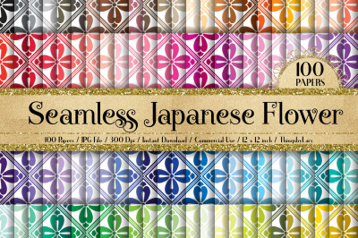 100 Seamless Japanese Flower Digital Papers 12 x 12 inch