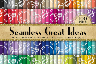 100 Seamless Great Idea Pattern Digital Papers 12 x 12 inch