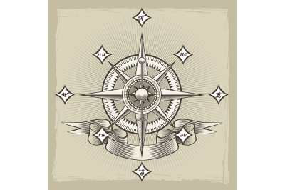 Retro Nautical Compass Rose