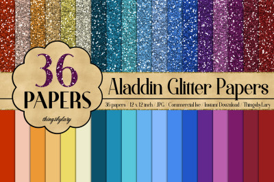 36 Glitter and Solid Color Princess Red and Indigo Papers