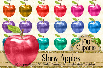 100 Shiny Apples Clip Arts, Scrapbook Garden Kit, Fruit