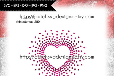 Hotfix rhinestone heart pattern (SS10), also for use as a cutting file