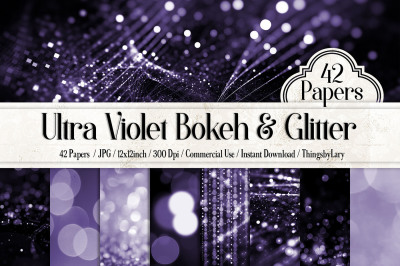 42 Ultra Violet Bokeh and Glitter Papers Digital Papers