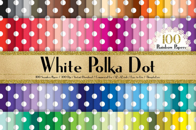 100 Seamless White Polka Dot Digital Papers 12 x 12 inch