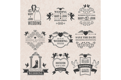 Wedding labels set in victorian style