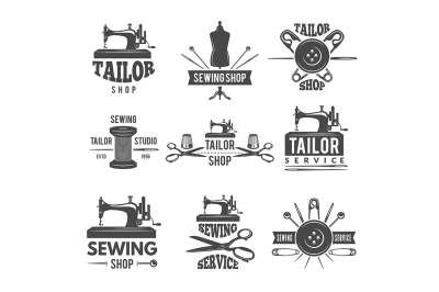 Different labels or logos set for tailor shop