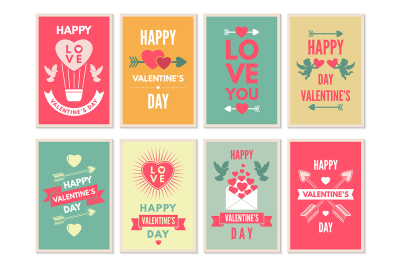 Retro cards for happy valentines day