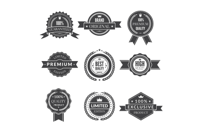 Vintage template of monochrome premium labels for guarantee bestseller