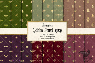 Golden Jewel Bugs Digital Paper