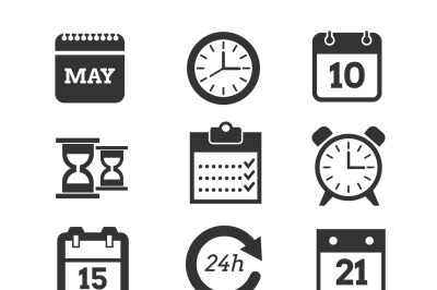 Time, schedule vector icons set