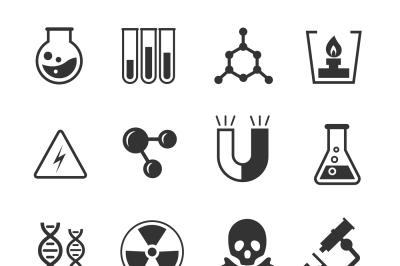 Chemistry vector icons set