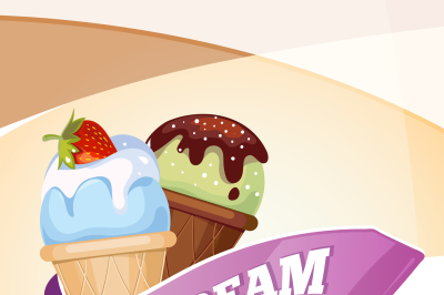 Delicious ice cream vector vintage poster template