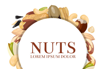 Healthy food vector concept with different nuts