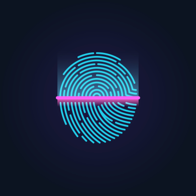 Fingerprint electronic scanning identification system vector illustrat