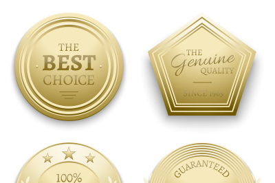 Polished gold metal badges vector illustration