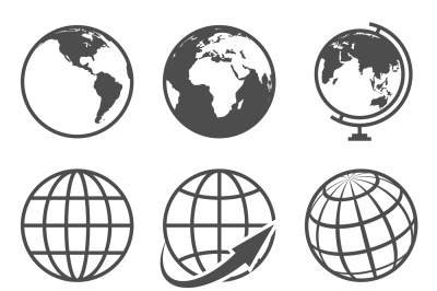 Globe earth vector icons set