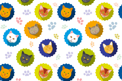 Cute cats vector seamless pattern