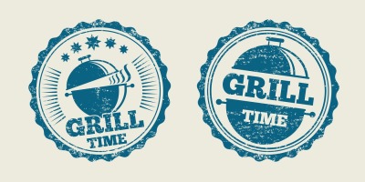 BBQ grill barbecue vintage steak menu seal stamp. Vector illustration