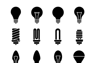 Light bulb and led lamp vector icons