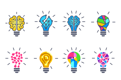 Light bulb idea, creative vector icons