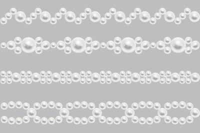 Pearl realistic seamless borders vector set