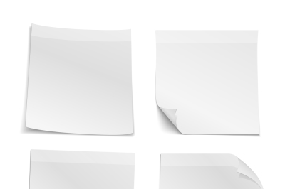 White blank stick note papers vector collection