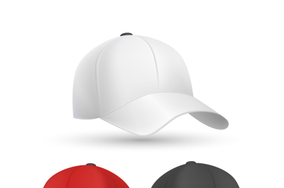 Baseball cap black, white and red vector templates
