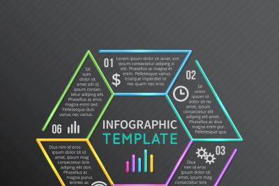 Line infographic vector template icons with 6 options parts, steps, pr