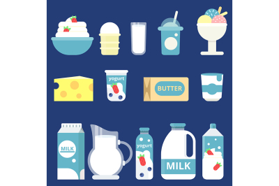 Illustrations of milk products