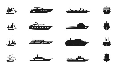 Ship and boat vector icon set