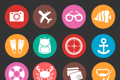 Holiday travel tourism vector icons