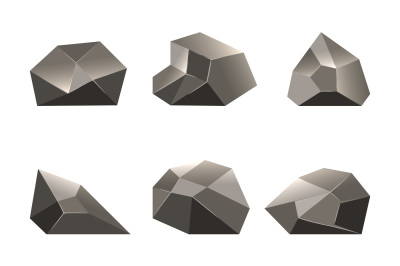 Polygon stone or poly rocks vector set