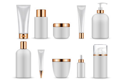 Plastic white blank bottles and tubes for cosmetics