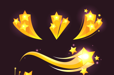 Stars burst cartoon vector elements on dark background