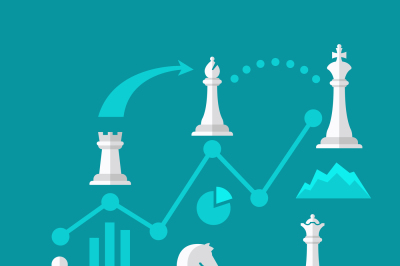 Business strategy with chess flat vector concept