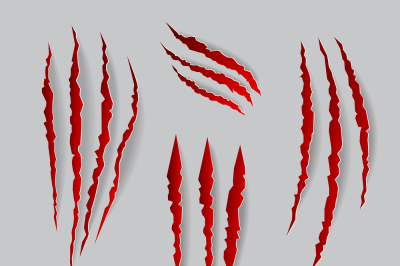 Vector cat claws marks set