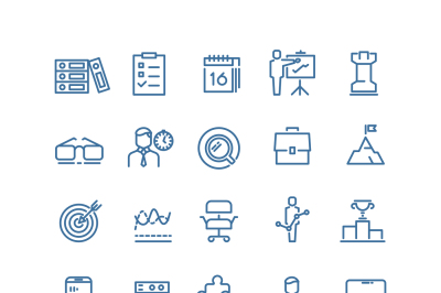 Productivity and time management vector thin line icons