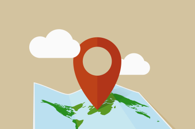 Location flat icon travel map and pin. Vector illustration