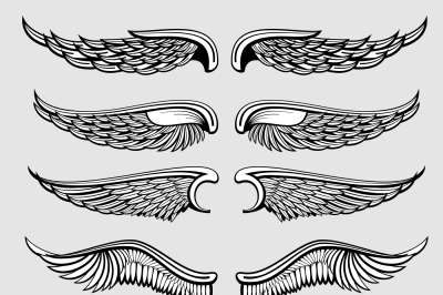 Heraldic bird&2C; angel wings vector set