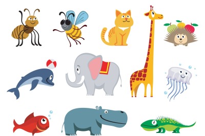 Zoo animals vector set