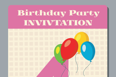 Birthday holiday greeting and invitation with cute cartoon cat vector 