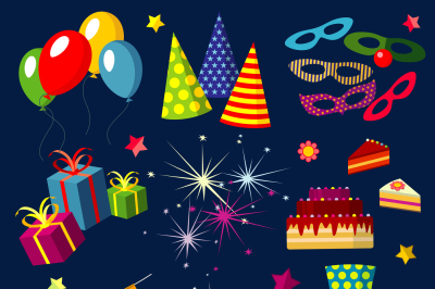 Celebration, happy birthday, party, carnival, festive vector icons set