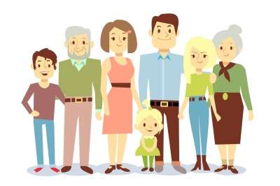 Happy family portrait, vector flat characters