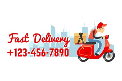 Delivery service vector banner with call number